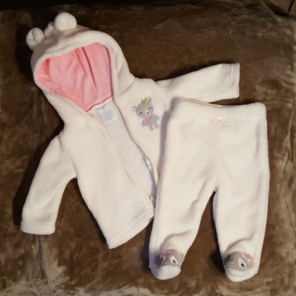 Small Wonders Bear Hoodie with Ears & Pants Set